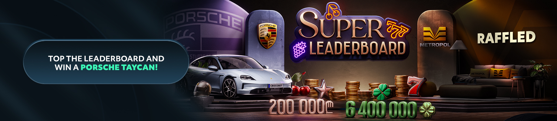 Crocobet Ireland Super Leaderboard promotion with a Porsche Taycan prize